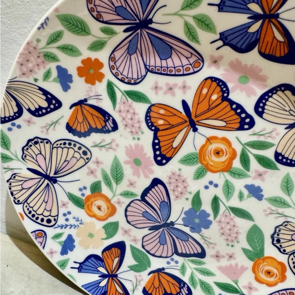 Elum Home Set Of 4 Appetizer Plates 7.5” Butterfly Porcelain Home Decor Dining - Picture 4 of 5